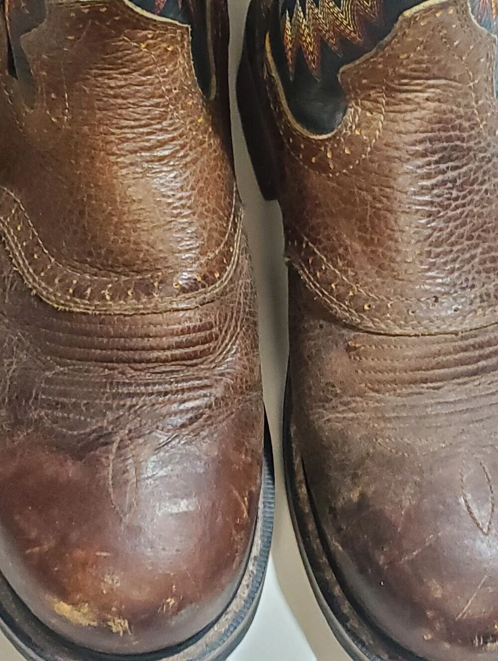 Justins Work Boot Steel Toe. 10.5 EE. Brown Leather. Western. Pull On